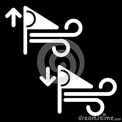 Wind speed increase and decrease vector icon. Black and white wind illustration. Solid linear icon. Vector Illustration