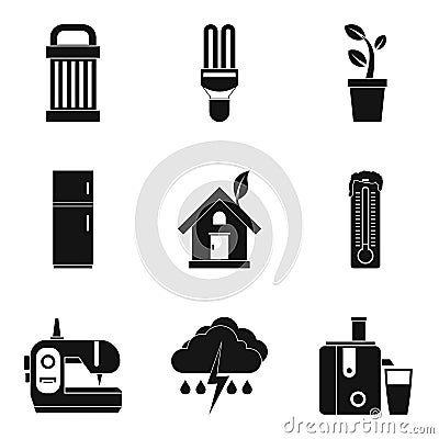Wind strength icons set, simple style Vector Illustration