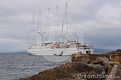 Wind Surf Cruise Ship offloads passengers Editorial Stock Photo