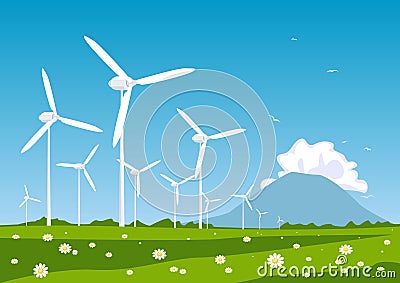 Wind turbine Vector Illustration