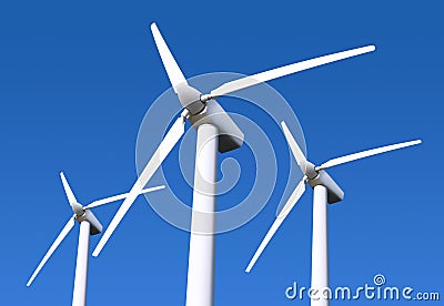 Wind turbine on blue sky Stock Photo