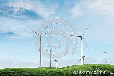 Wind turbine with blue sky Stock Photo