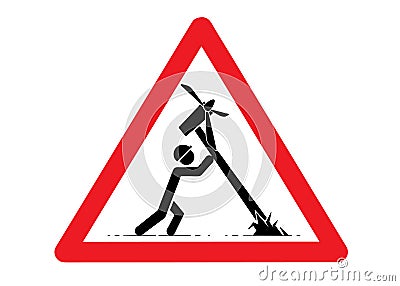 Wind turbine construction sign Vector Illustration