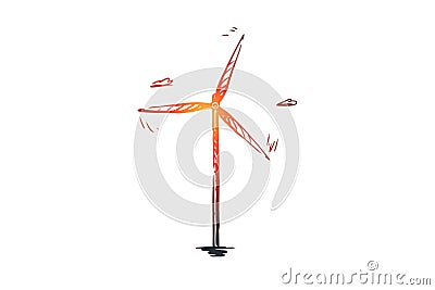 Wind, turbine, energy, power, alternative concept. Hand drawn isolated vector. Vector Illustration
