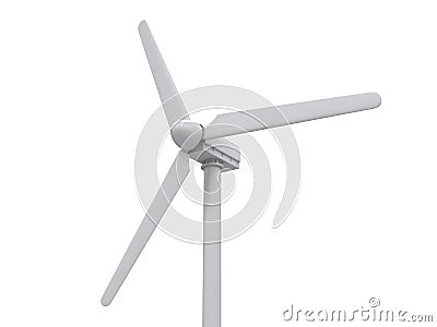 Wind turbine isolated on white backgroung, 3d rendering Cartoon Illustration