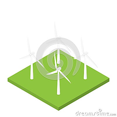 Wind turbine isometric vector, natural future energy Vector Illustration