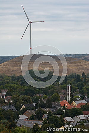 Wind turbine near tetrahedron Editorial Stock Photo