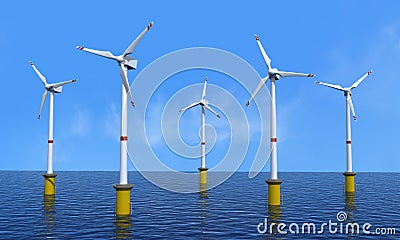 Wind turbine offshore Stock Photo