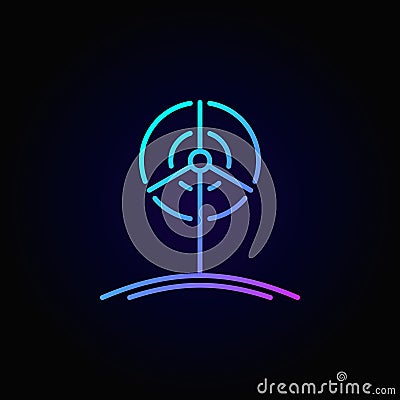 Wind turbine outline colorful icon Vector Illustration