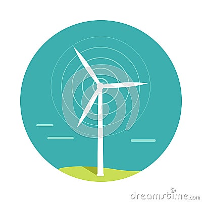 Wind Turbine Vector Illustration In Flat Design Vector Illustration