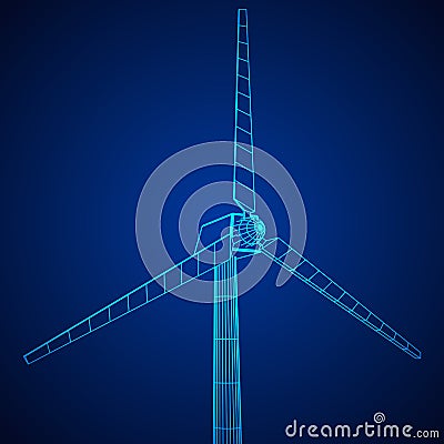 Wind turbine vector wireframe Vector Illustration