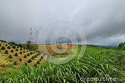 Wind turbine view, Khao Kao, Phetchabun province, Thailand Stock Photo