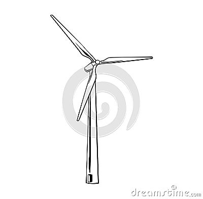 Wind turbine on white background. Green energy, Vector Vector Illustration