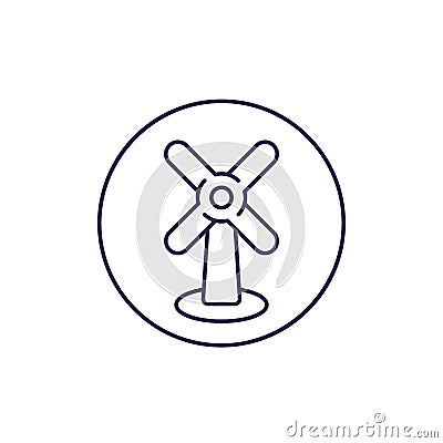 Wind turbine, windfarm line icon Stock Photo