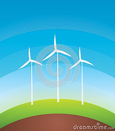 Wind Turbines Vector Illustration