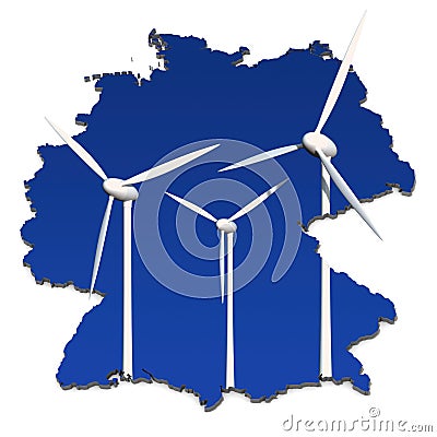 Wind turbines in an abstract map of Germany Stock Photo