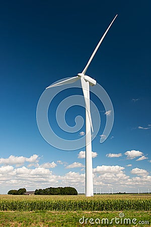 Wind turbines in agriculture landscape Stock Photo