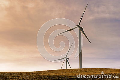 Wind Turbines in the Columbia River Gorge Stock Photo