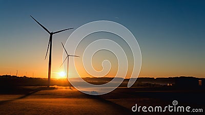 Wind turbines farm . Stock Photo