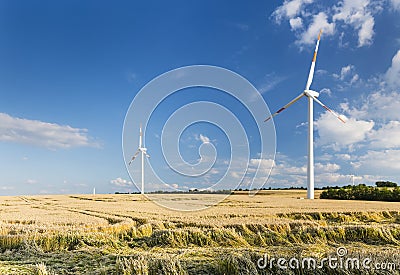 Wind Turbines And Fields Stock Photo