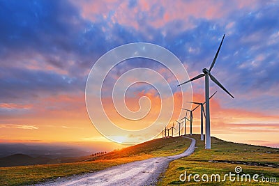 Wind turbines in Oiz eolic park Stock Photo