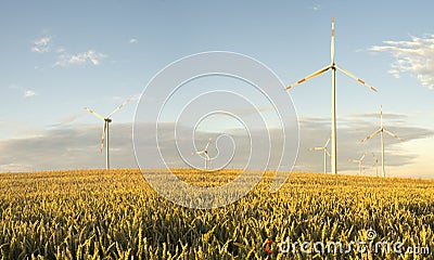 Wind turbines, pure energy,windmills in the fields Stock Photo