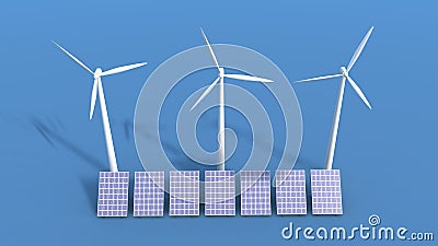 Wind turbines and solar panels Stock Photo