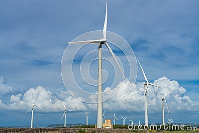 Wind turbines in Taichung Port Gaomei Wetlands Area Stock Photo