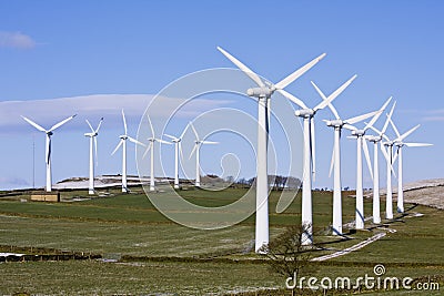 Wind turbines in windfarm Stock Photo