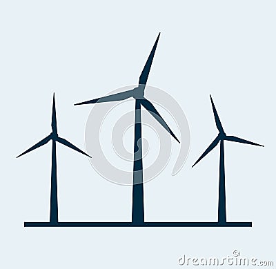 Wind vector turbine icon. Wind power energy turbine silhouette illustration tower windmill Vector Illustration