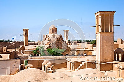 Windcatcher and roors, Kashan, Iran Stock Photo