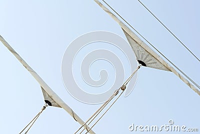 Winded sailing vessel sails Stock Photo