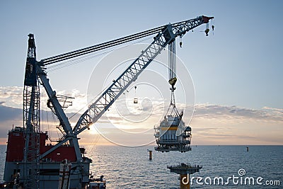 Windfarm construction Stock Photo