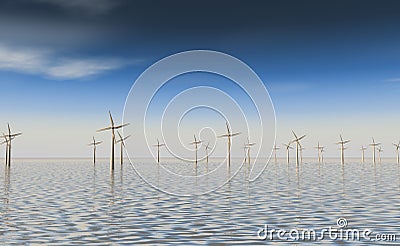 Windfarm at sea Stock Photo