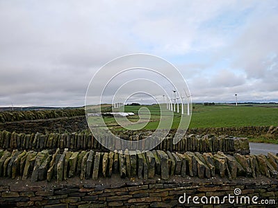 Windfarm viewing lpatrorm with rows of windmills Editorial Stock Photo