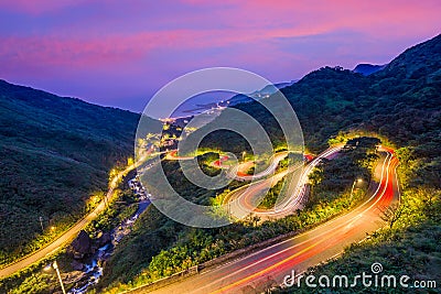 Winding Hillside Roads in Jiufen, Taiwan Stock Photo