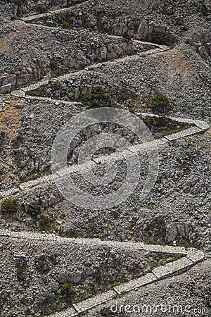 Winding mountain path top view Stock Photo