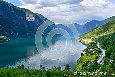 Scenic mountains and fjord landscape Norway Stock Photo