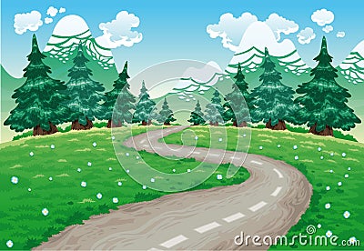 Winding road in countryside Vector Illustration