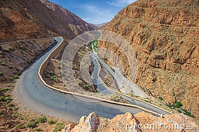 Winding road in Dades gorge, Morocco Stock Photo