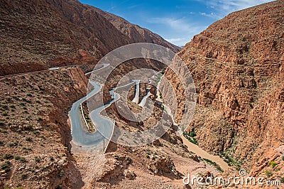 Winding road in Dades gorge, Morocco Stock Photo