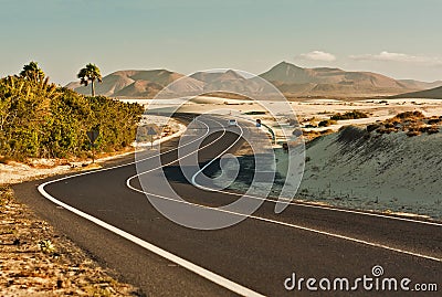 Winding Road in Desert Stock Photo