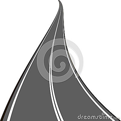 Winding road isolated, highway vector Cartoon Illustration