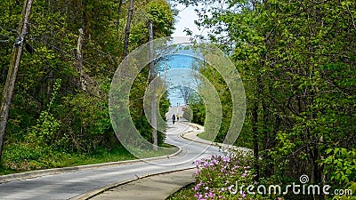 Winding Road Leading To The Lake Stock Photo