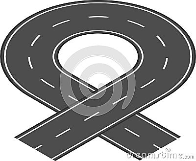 Winding road making a loop and crossing itself, creating an overpass or underpass intersection, symbolizing Vector Illustration
