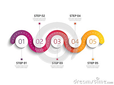 Winding road modern 3D infographic template with a phased structure Vector Illustration