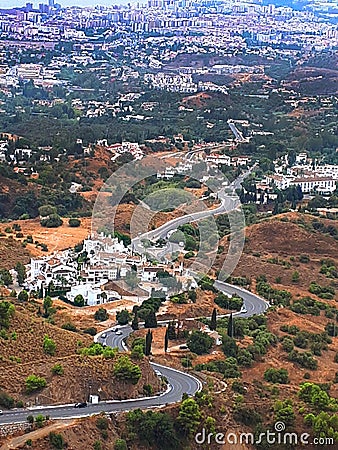 Looking down from Mijas in the mountains above the Costa Del Sol Stock Photo