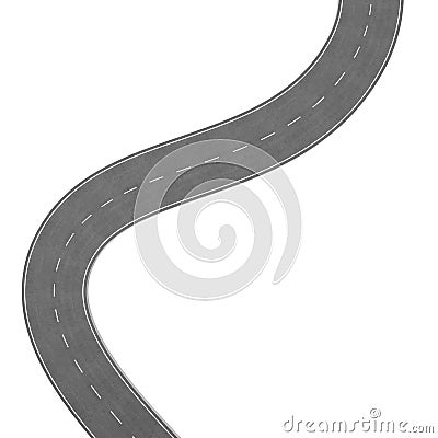 Winding Road on White Background. Road way location infographic template. Two-way road bending on a white Stock Photo