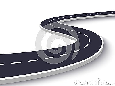 Winding Road on a White Isolated Background. Road way location infographic template. EPS 10 Vector Illustration