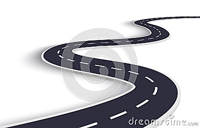 Winding Road on a White Isolated Background. Road way location infographic template. EPS 10 Vector Illustration